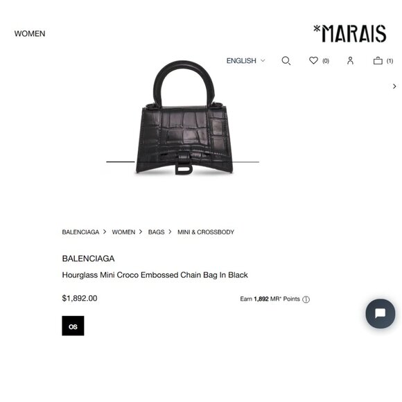 Balenciaga Mini Hourglass Black Croc Embossed Top Handle Crossbody Bag - Picture 12 of 12